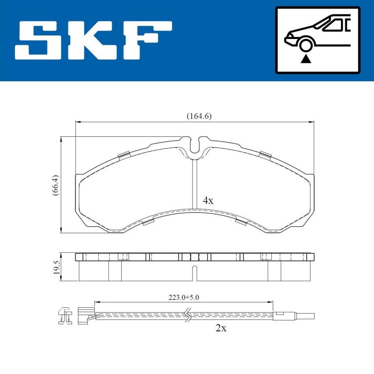 Jeu de 4 plaquettes de frein SKF ref. VKBP 80422 E